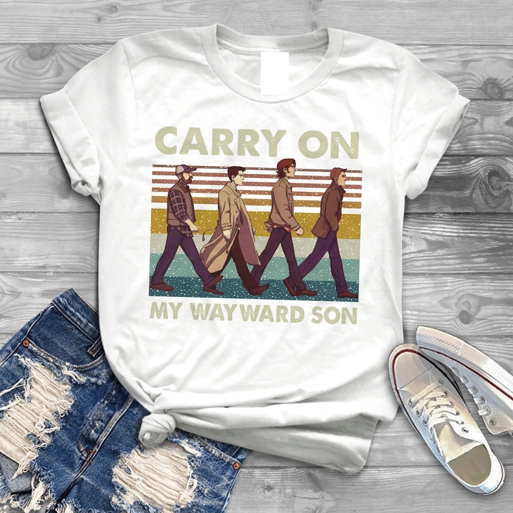 Supernatural Carry On My Wayward Son Abbey Road White T-Shirt